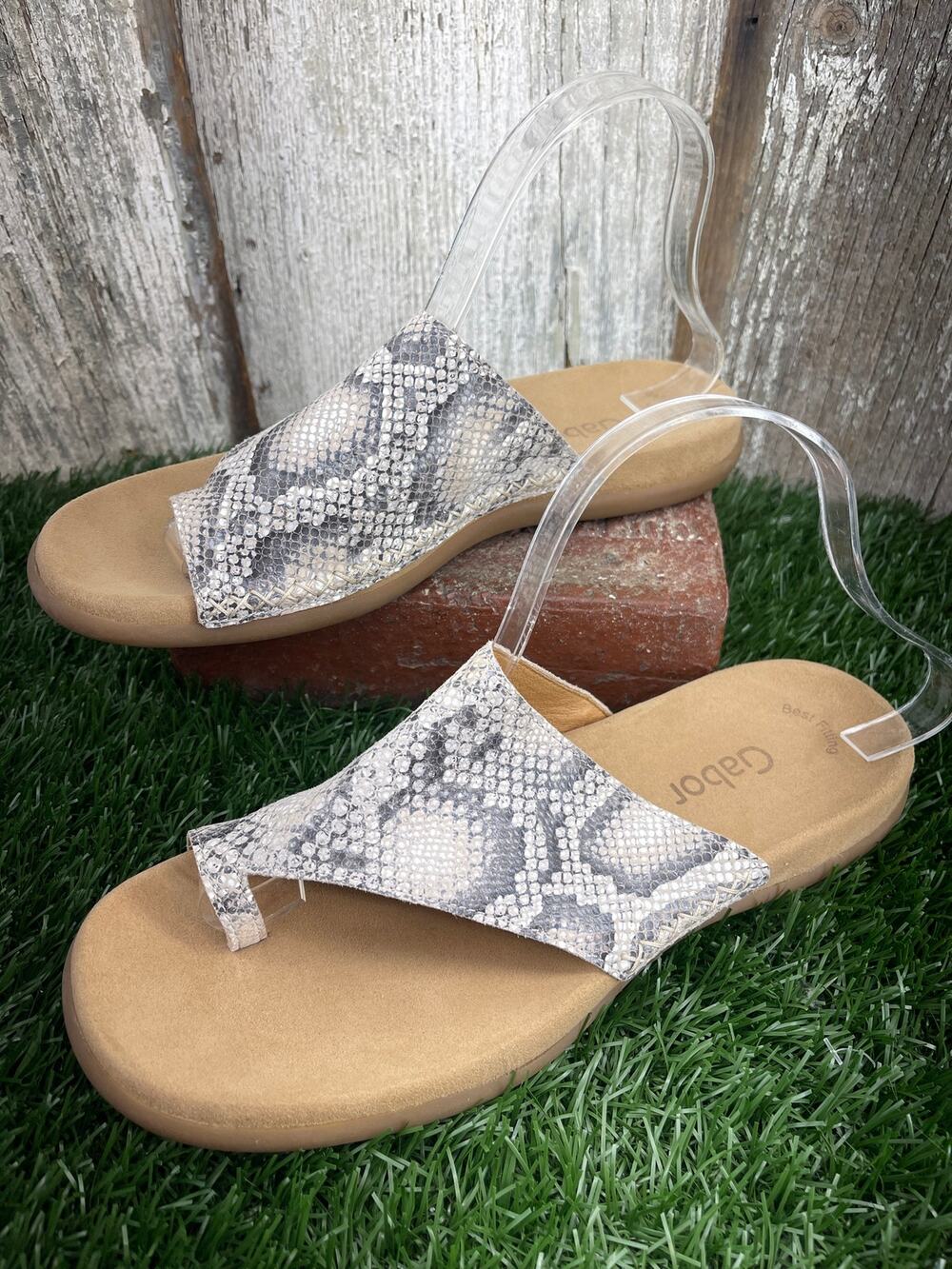 Gabor Lanzarote Ladies Snake Print Toe-Ring Sandal EU 39